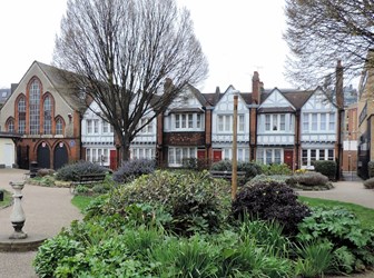 Redcross Cottages, Hall and gardens Bermondsey, London, restored to Octavia Hill’s original design in 2005.