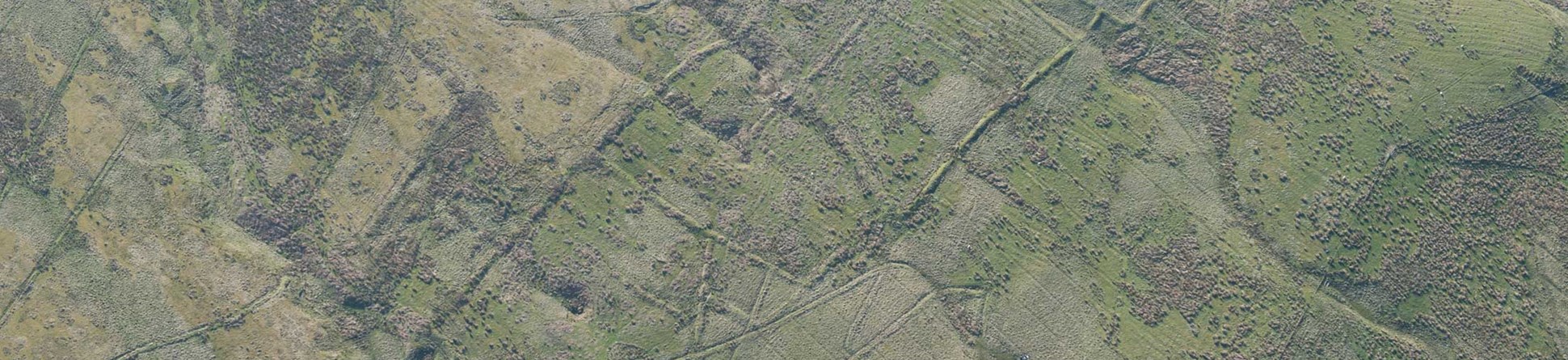 An aerial view of an archaeological landscape in Northern England.