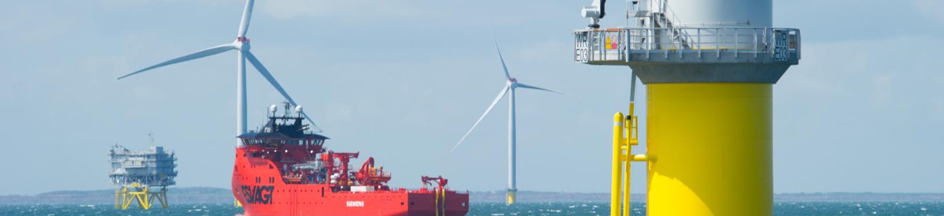 Wind farm at sea under construction