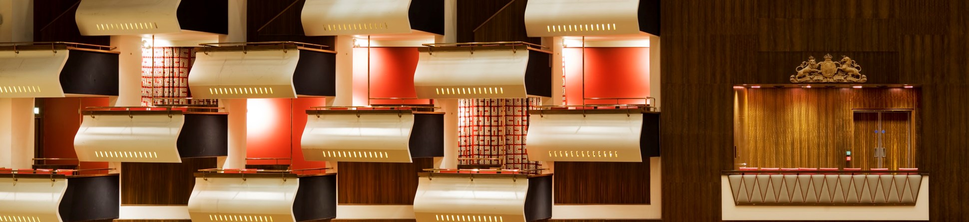 Detailed view of seating in the auditorium of the Royal Festival Hall