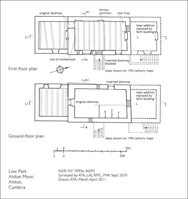 An example of an analytical site drawing: plan of a building at Low Park, Alston Moor, Cumbria.