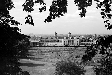 A view looking north west from Greenwich Park towards the National Maritime Museum. Queen's House was completed in 1635. A naval hospital was built around the house at the turn of the 18th century.