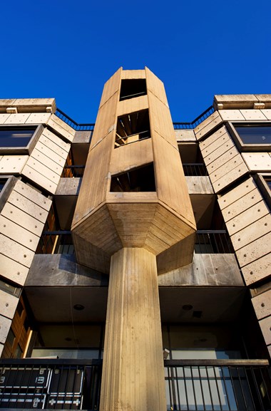 Detail of stairs, University Centre, Granta Place, Cambridge