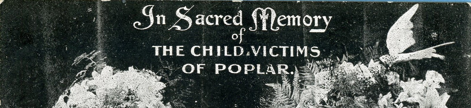 Memorial postcard to the 18 children of Upper North Street School in Tower Hamlets who died in the first daylight German air raid of the First World War