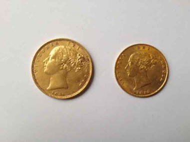 Two gold sovereigns